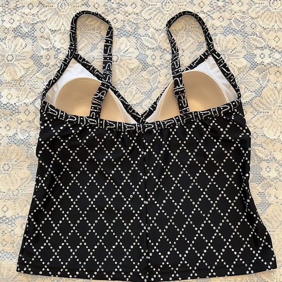 Christina black & white swim bathing suit top. Tankini, padded bra cups Size 10 - Picture 2 of 14